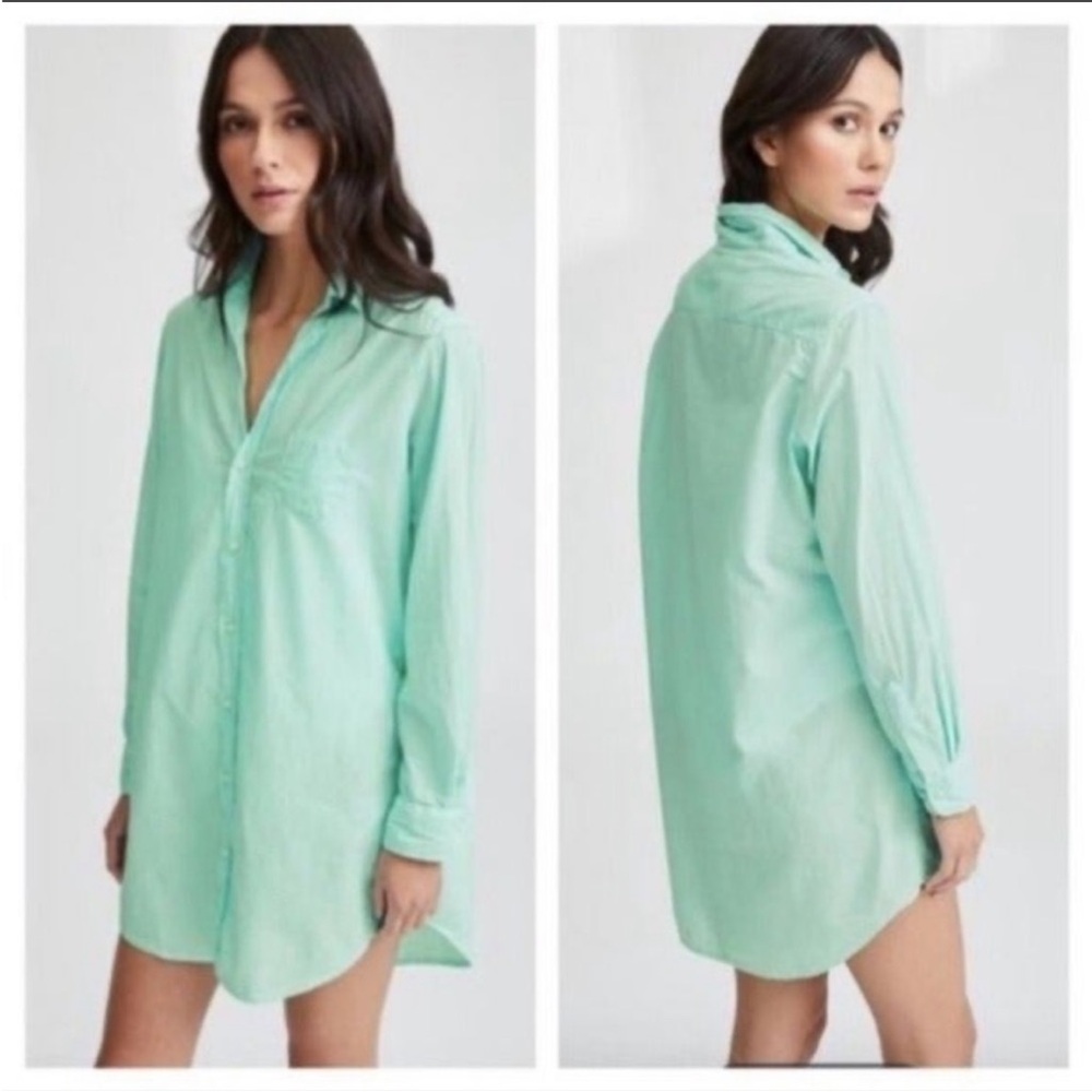 Frank & Eileen Mary Classic Shirtdress Sz XS Sea Glass 100% Cotton